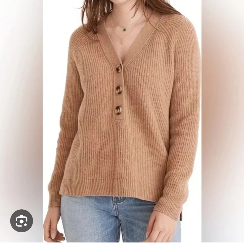 MADEWELL Granola Women's Merino Wool Knit Tan Sweater Boho Classy - Picture 1 of 12